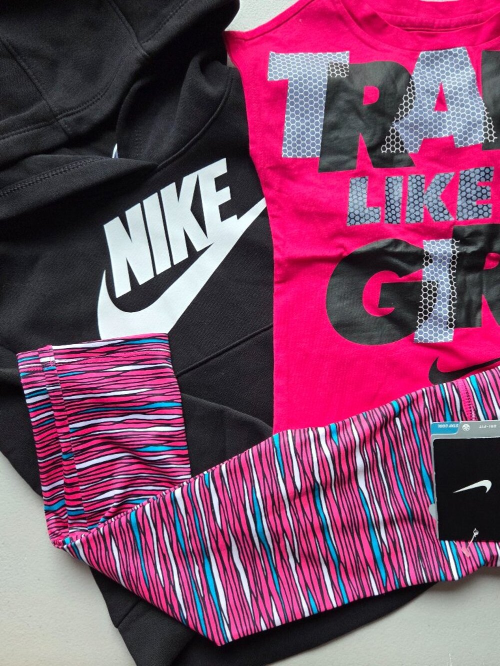 Nike Girls 4T Dri-fit Leggings & Top w/ Size 4 Hoodie Sweatshirt